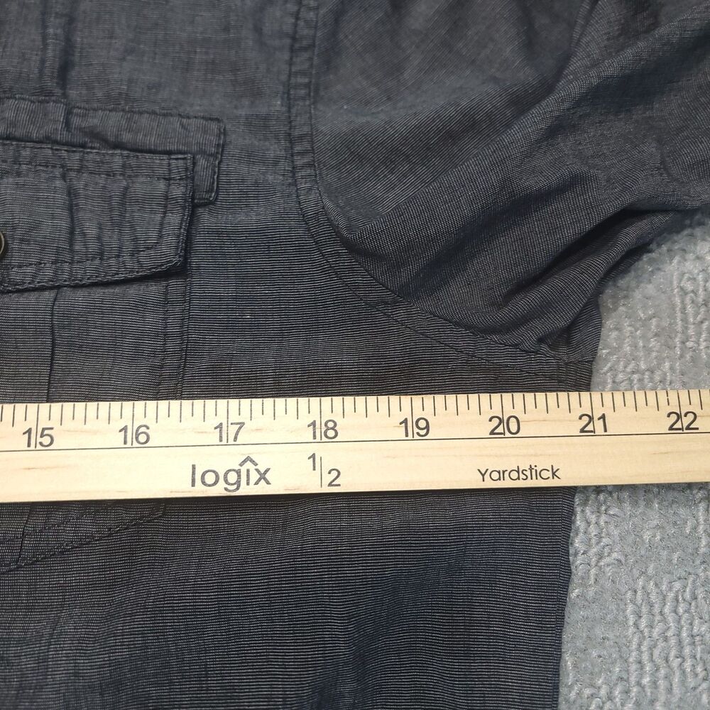 Straight Faded Mens M Shirt Button Up Roll Up Long Sleeve Snap Pockets Dark Gray - Picture 6 of 8